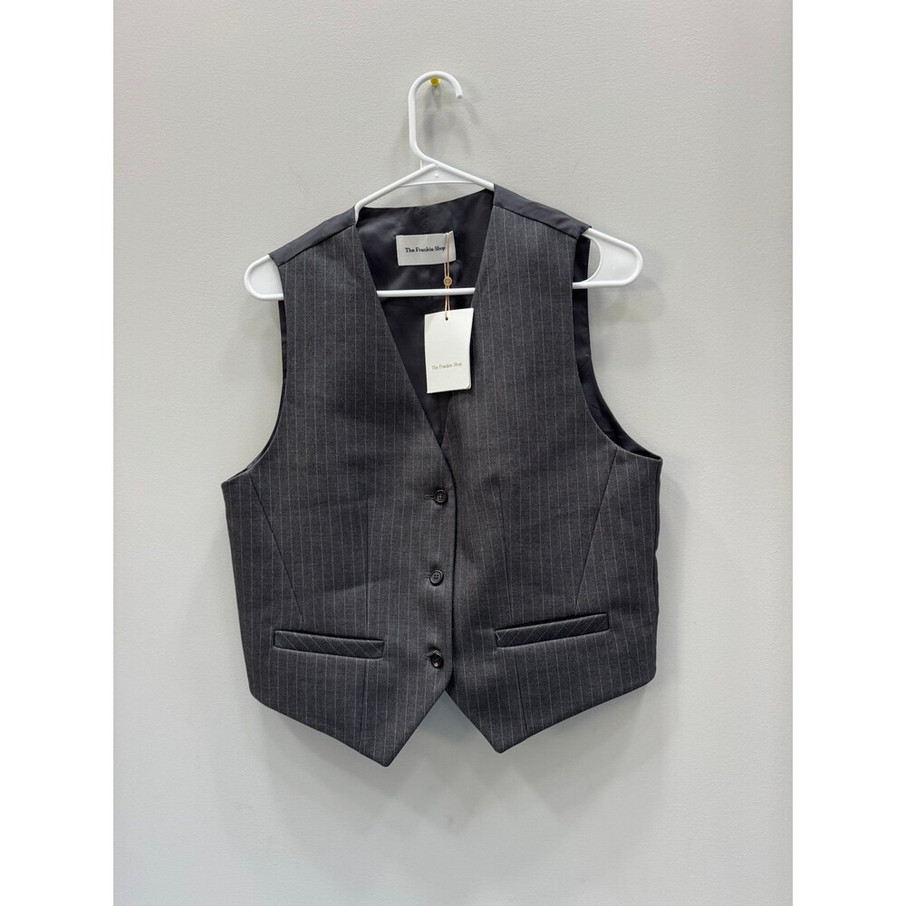The Frankie Shop Gray White Pinstripe Elise Vest Large